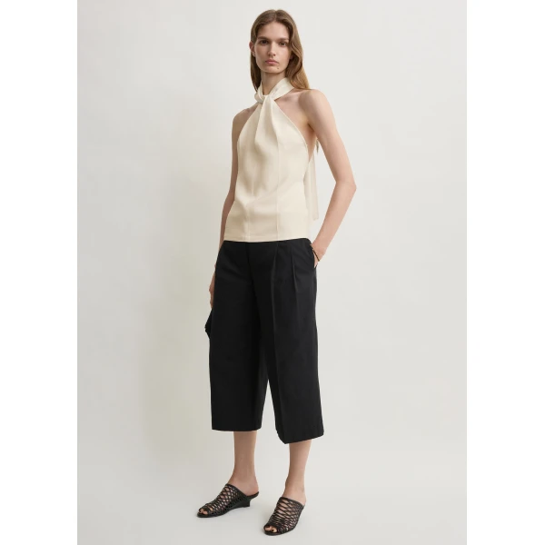 Toteme Twist halter top in Ecru, view 2