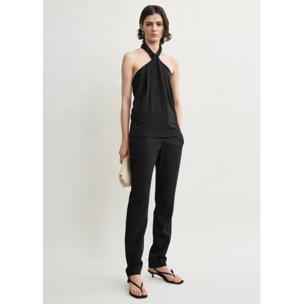 Toteme Twisted jersey halter top in Black, view 2