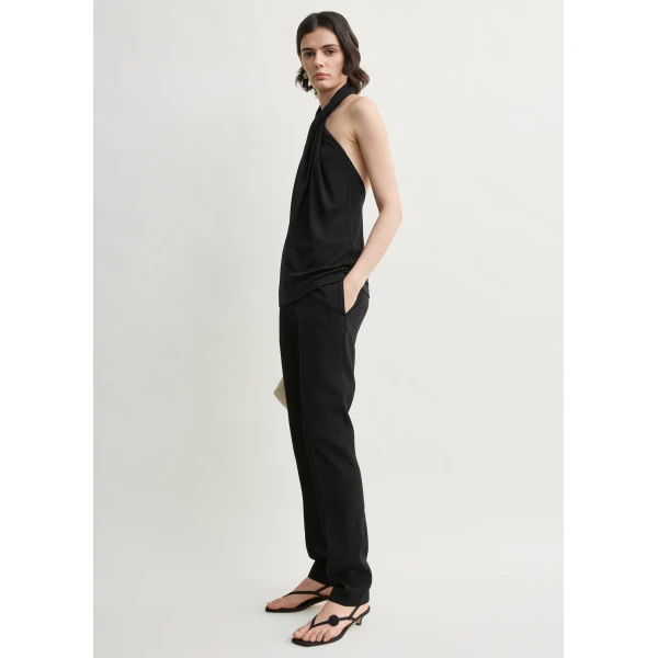 Toteme Twisted jersey halter top in Black, view 3