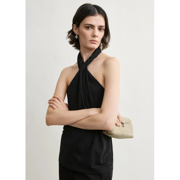 Toteme Twisted jersey halter top in Black, view 5