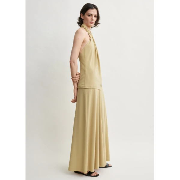 Toteme Twisted jersey halter top in Chai, view 3