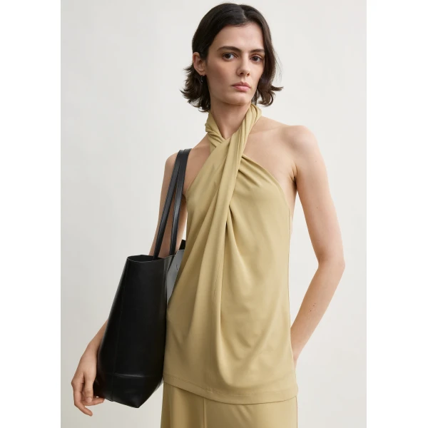 Toteme Twisted jersey halter top in Chai, view 5