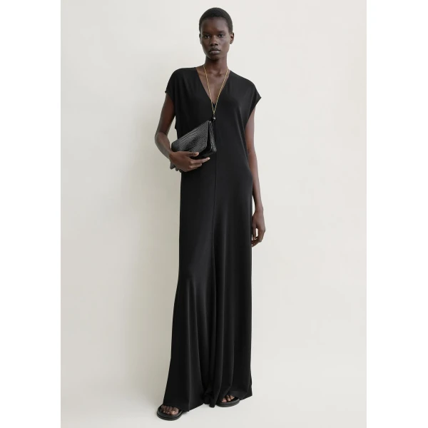 Toteme V-neck jersey dress in Black, view 2