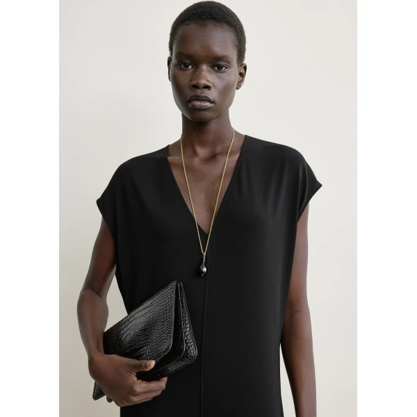 Toteme V-neck jersey dress in Black, view 5