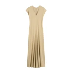 Toteme V-neck jersey dress in Chai