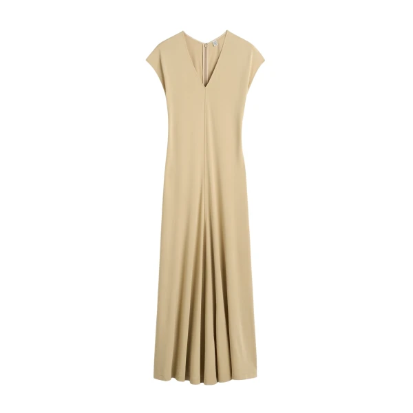 Totême V-neck jersey dress in Chai - Dresses - Scandinavian Minimalist Luxury at Luxury Shoes 