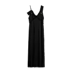 Toteme V-neck raw slip dress in Black