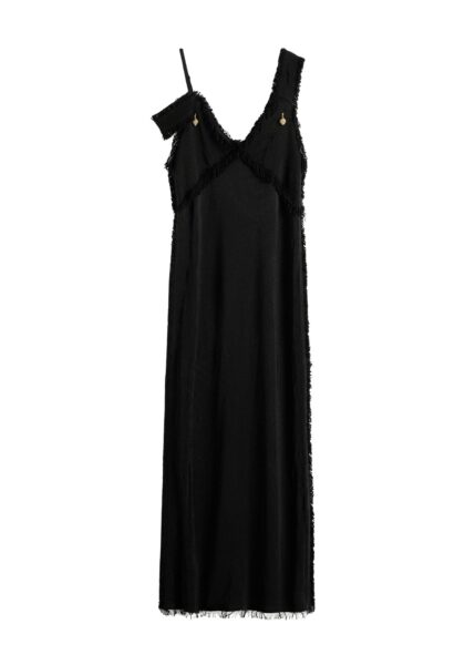 Totême V-neck raw slip dress in Black - Dresses - Scandinavian Minimalist Luxury at Luxury Shoes 
