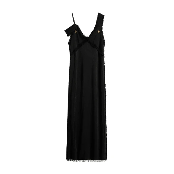 Totême V-neck raw slip dress in Black - Dresses - Scandinavian Minimalist Luxury at Luxury Shoes 