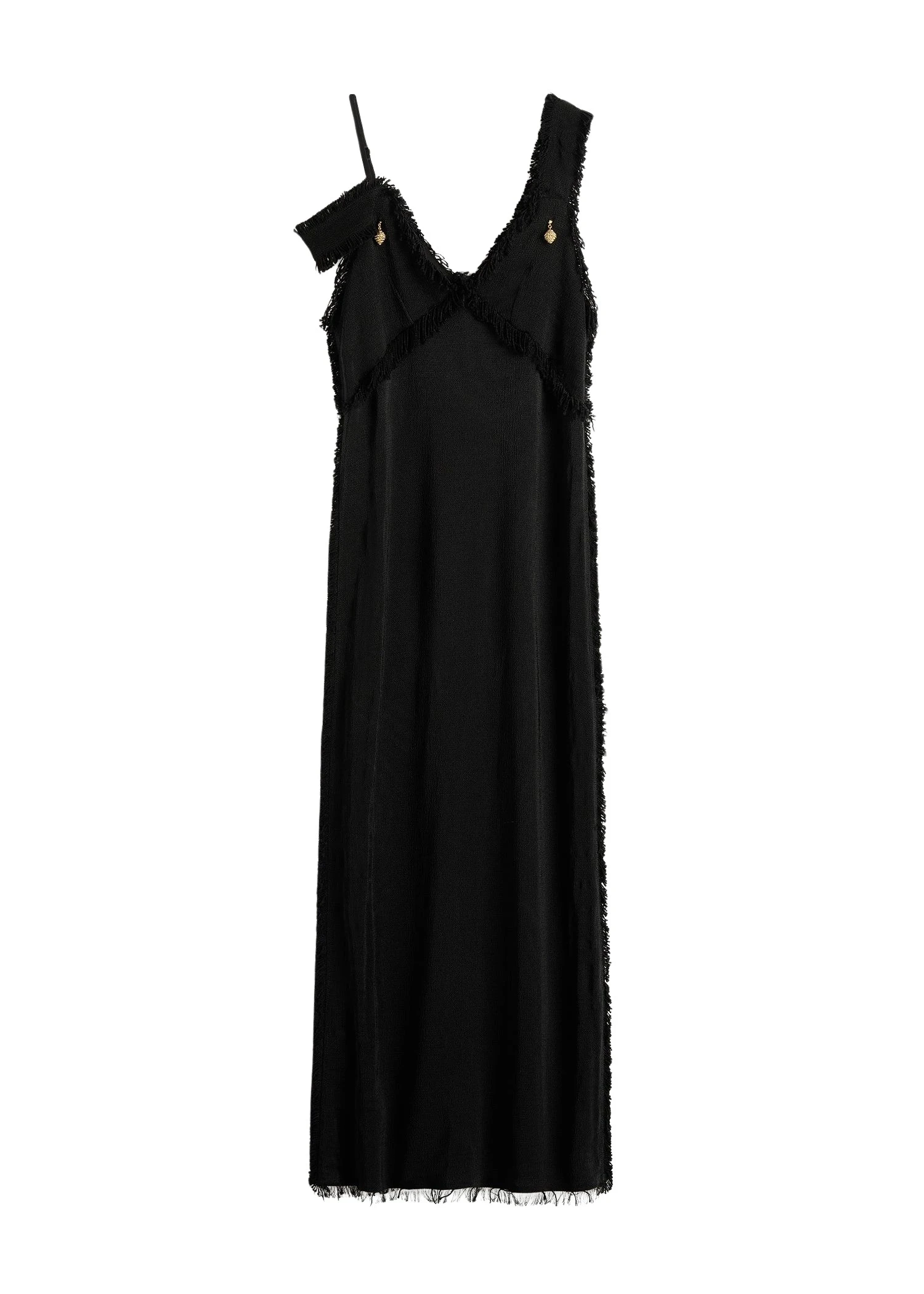 Toteme V-neck raw slip dress in Black