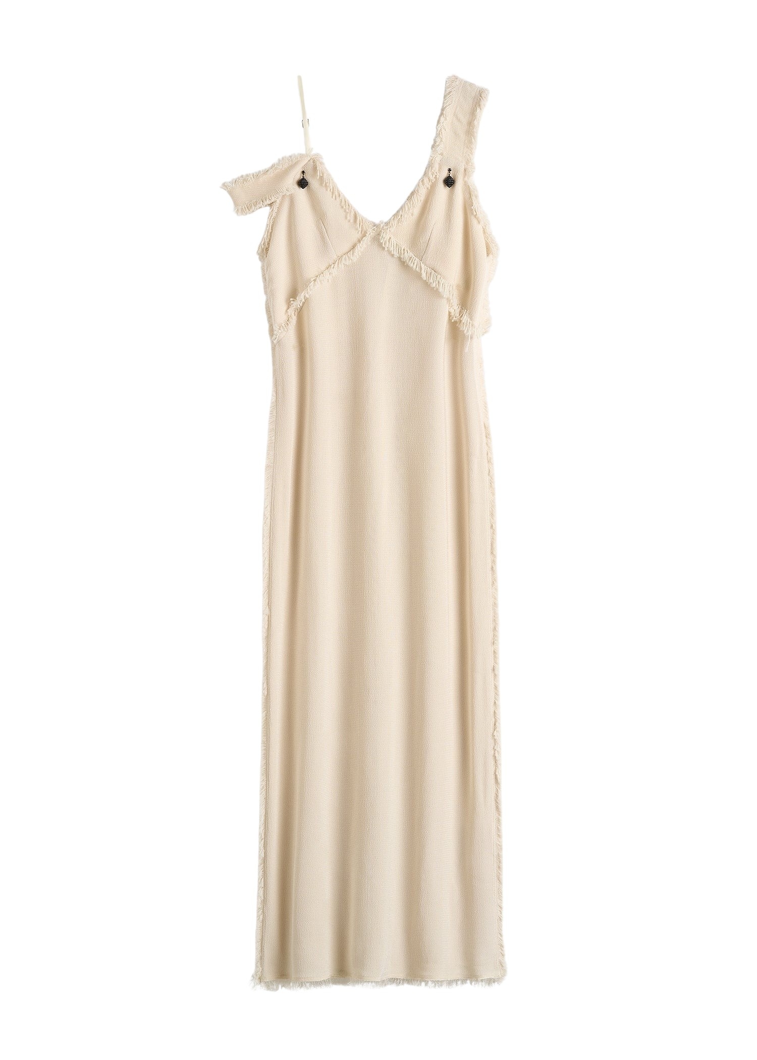 Totême V-neck raw slip dress in Stone - Dresses - Scandinavian Minimalist Luxury at Luxury Shoes 