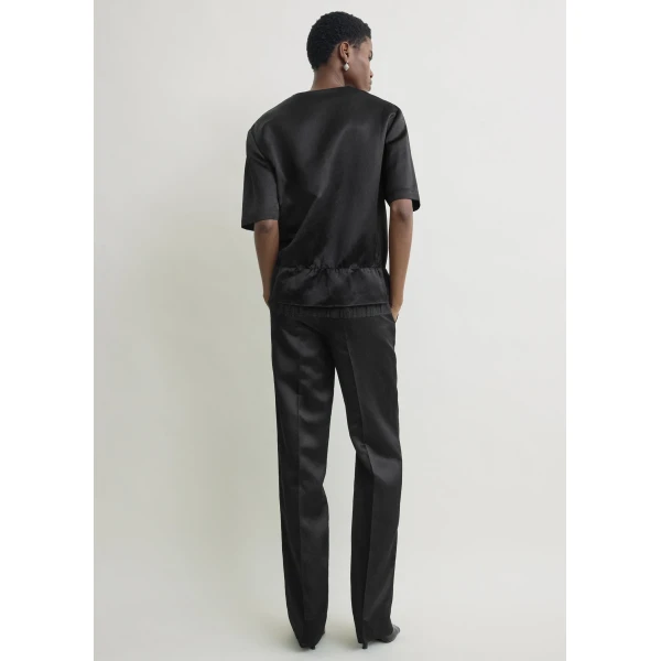 Toteme V-neck satin pullover in Black Top, view 4