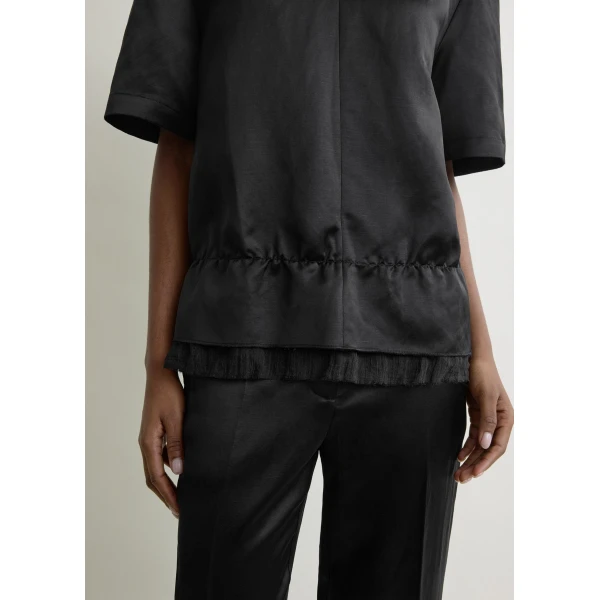 Toteme V-neck satin pullover in Black Top, view 5