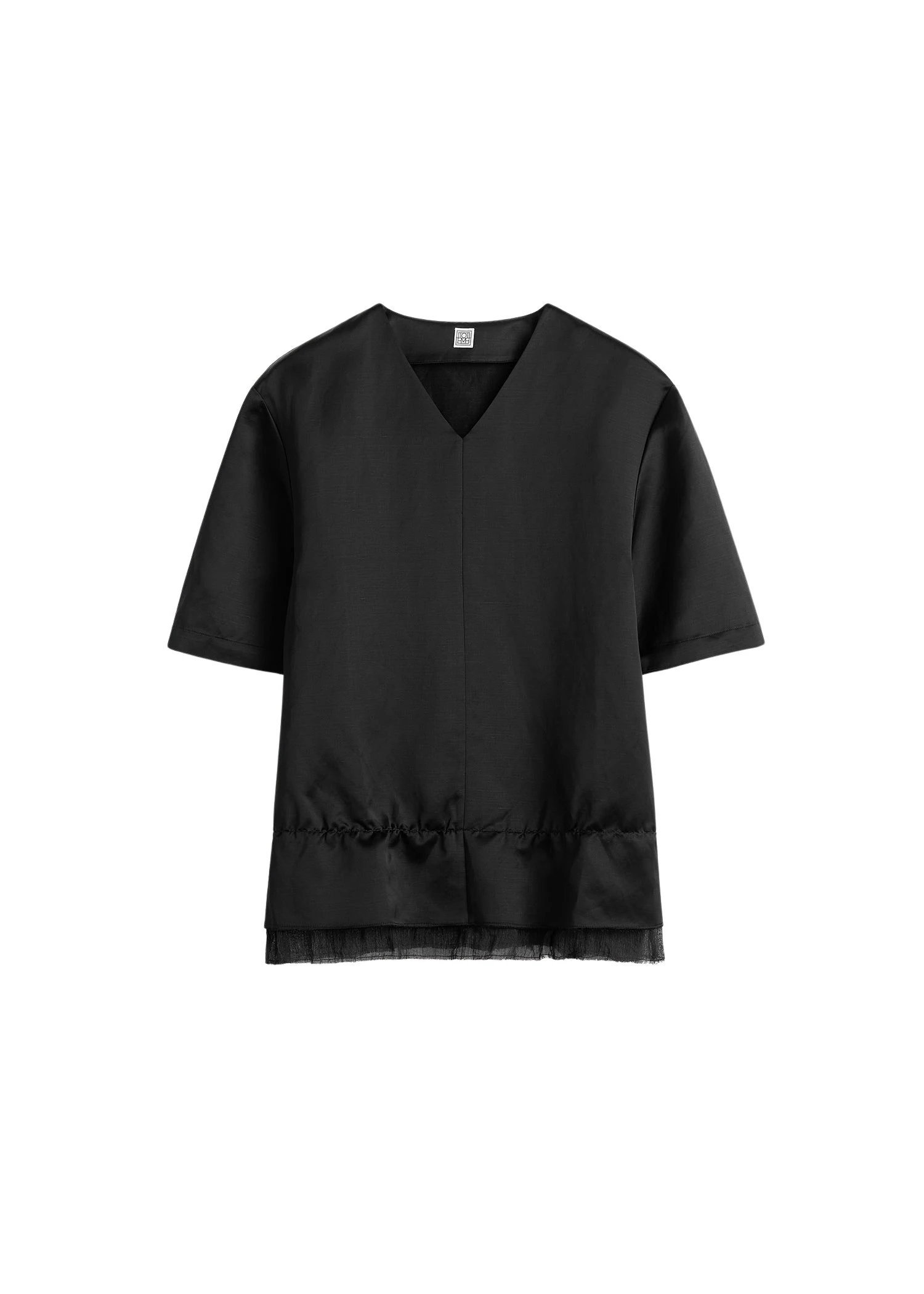 Toteme V-neck satin pullover in Black Top