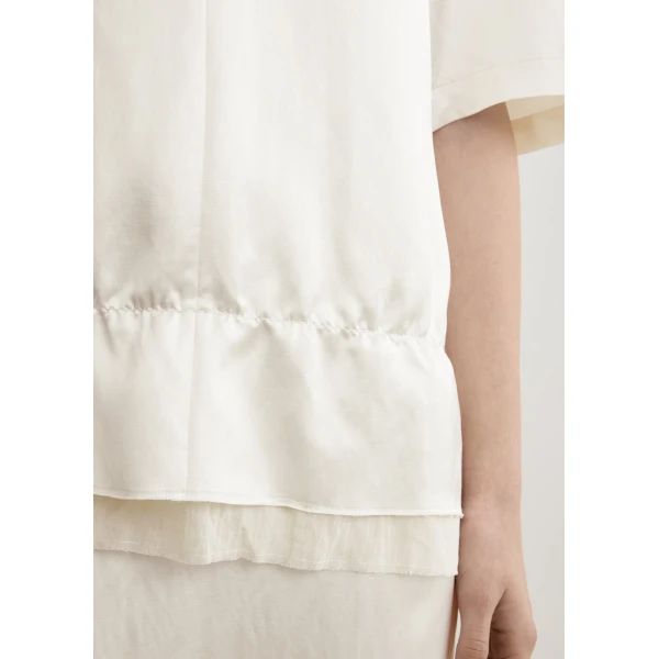 Toteme V-neck satin pullover in White Top, view 6