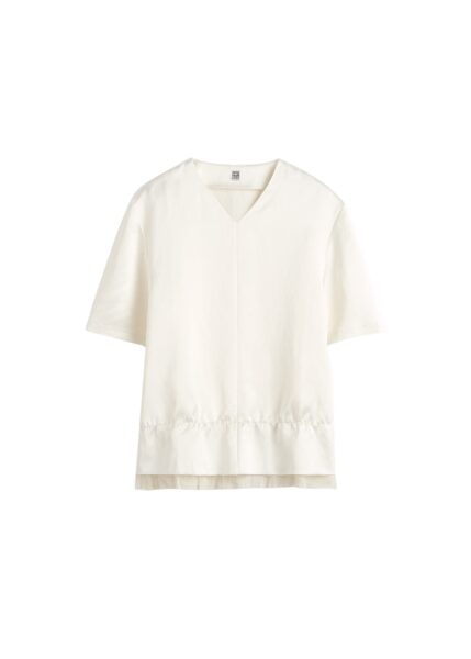Totême V-neck satin pullover in White - Tops - Scandinavian Minimalist Luxury at Luxury Shoes 