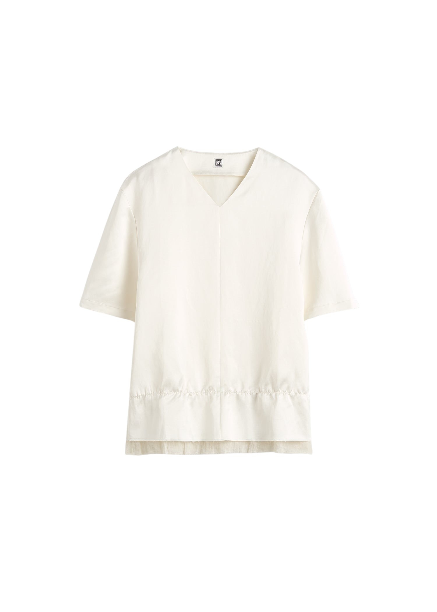 Totême V-neck satin pullover in White - Tops - Scandinavian Minimalist Luxury at Luxury Shoes 