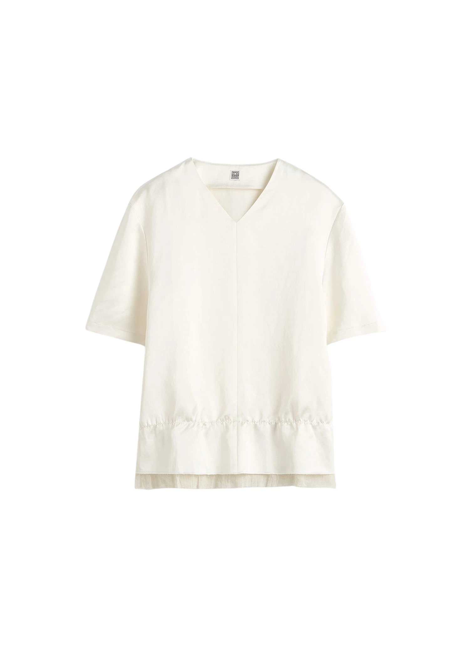Toteme V-neck satin pullover in White Top