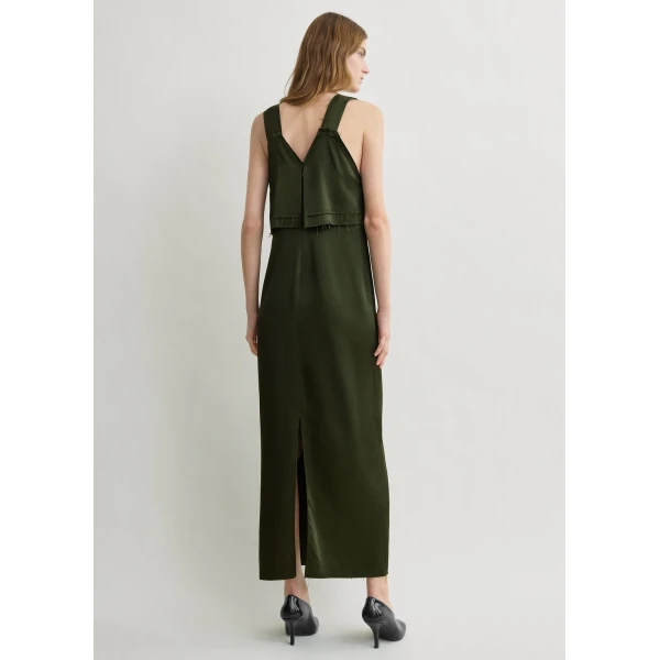 Toteme V-neck slip dress in Bottle green, view 3
