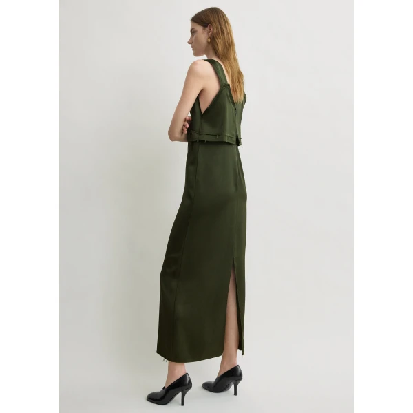 Toteme V-neck slip dress in Bottle green, view 4