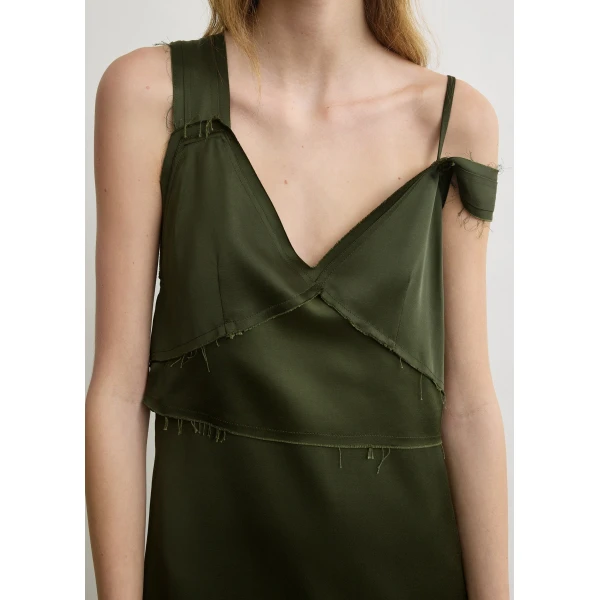 Toteme V-neck slip dress in Bottle green, view 5