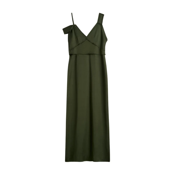 Totême V-neck slip dress in Bottle green - Dresses - Scandinavian Minimalist Luxury at Luxury Shoes 