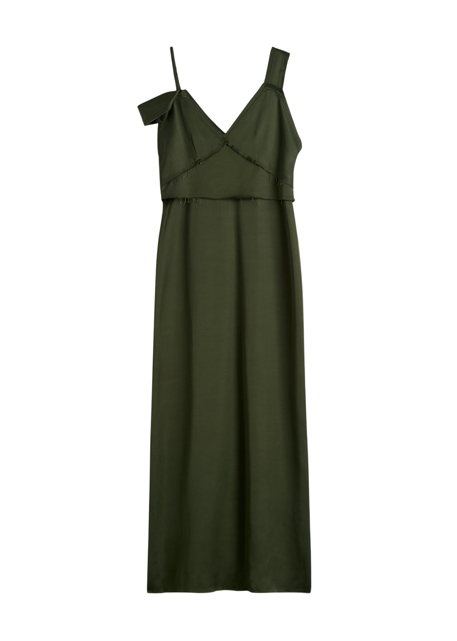 Totême V-neck slip dress in Bottle green - Dresses - Scandinavian Minimalist Luxury at Luxury Shoes 