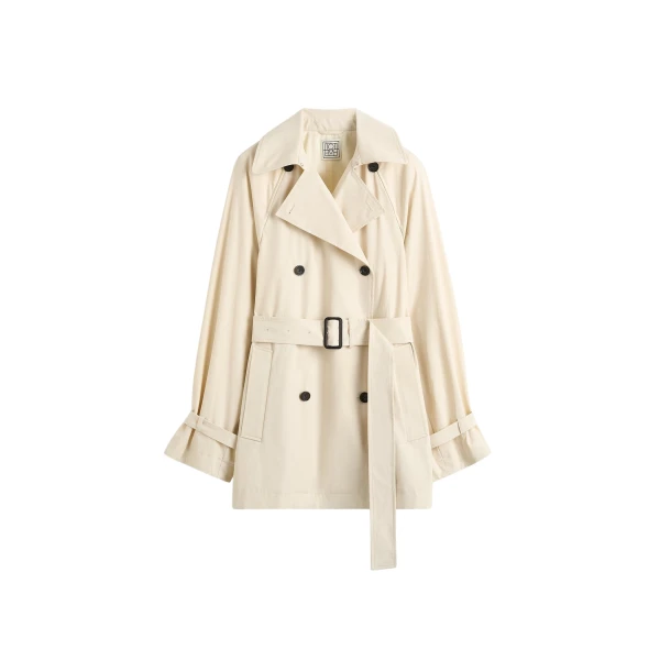 Totême Washed cotton trench in Stone - Coats - Scandinavian Minimalist Luxury at Luxury Shoes 