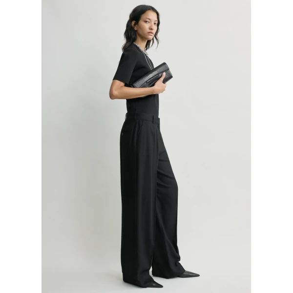 Toteme Wide flannel trousers in Black, view 2