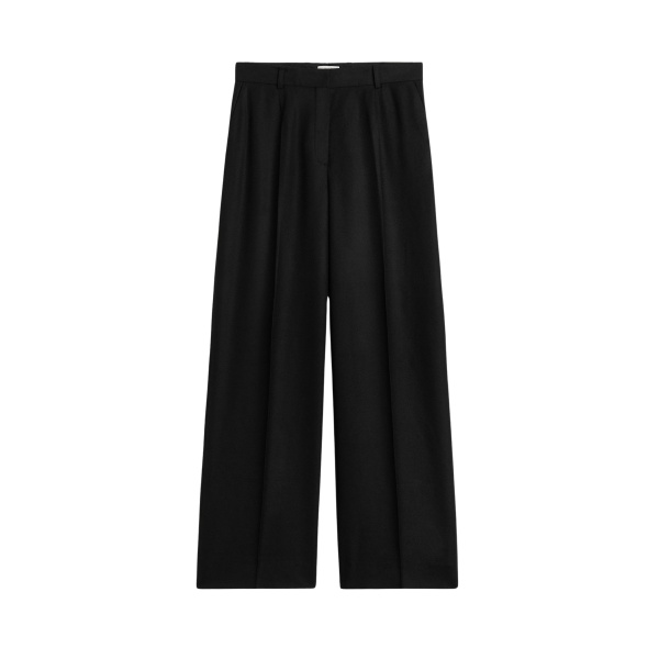 Totême Wide flannel trousers in Black - Pants - Scandinavian Minimalist Luxury at Luxury Shoes 