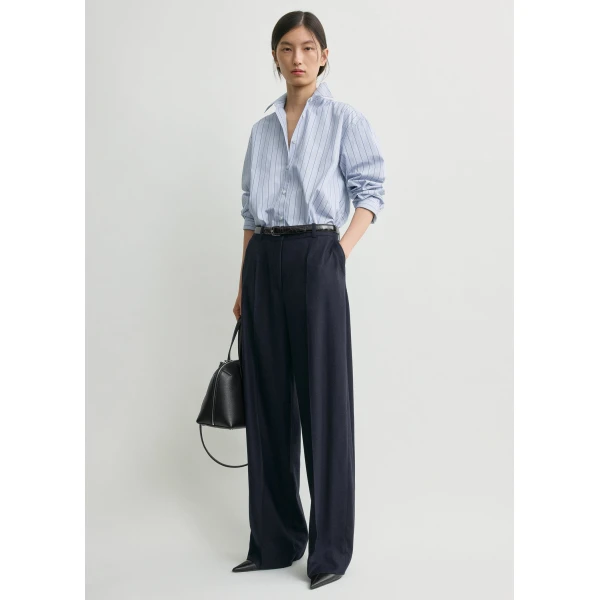 Toteme Wide flannel trousers in Navy, view 2