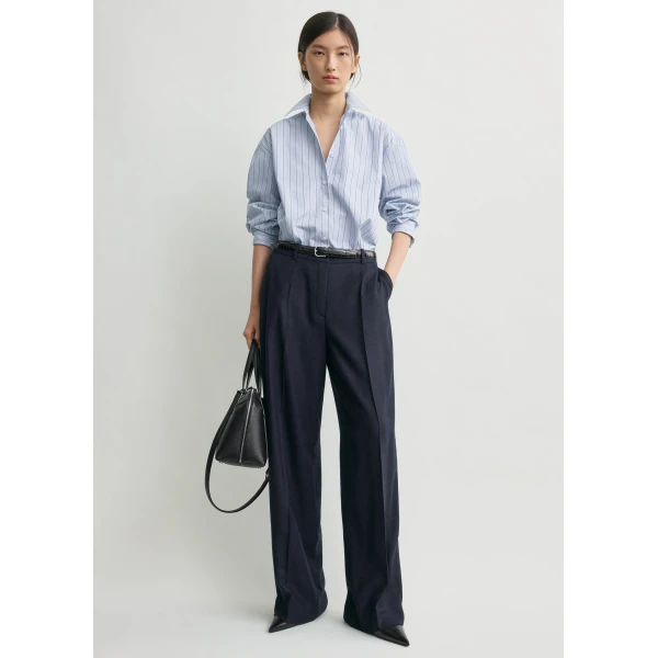 Toteme Wide flannel trousers in Navy, view 3