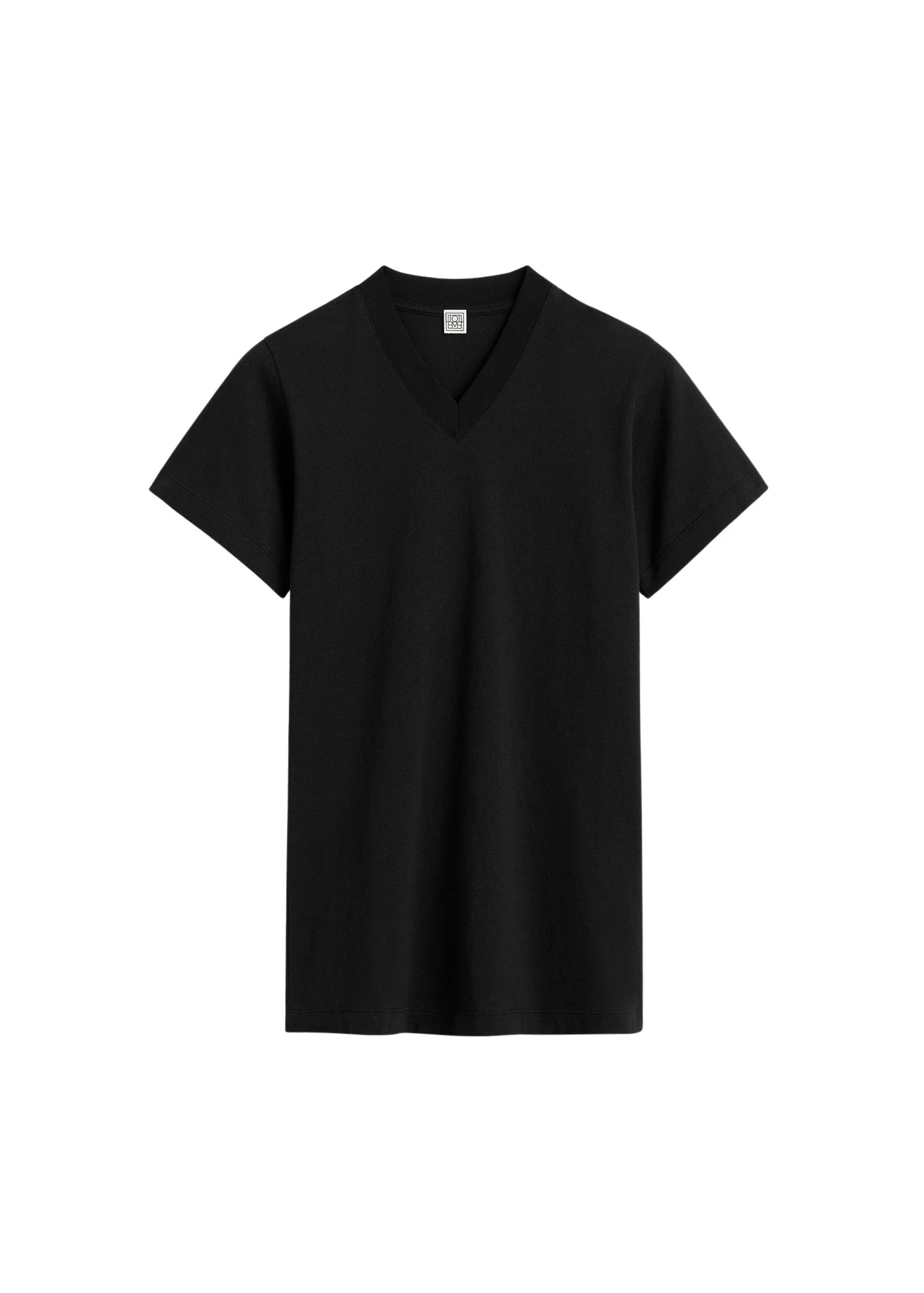 Toteme Wide-ribbed v-neck tee in Black Top