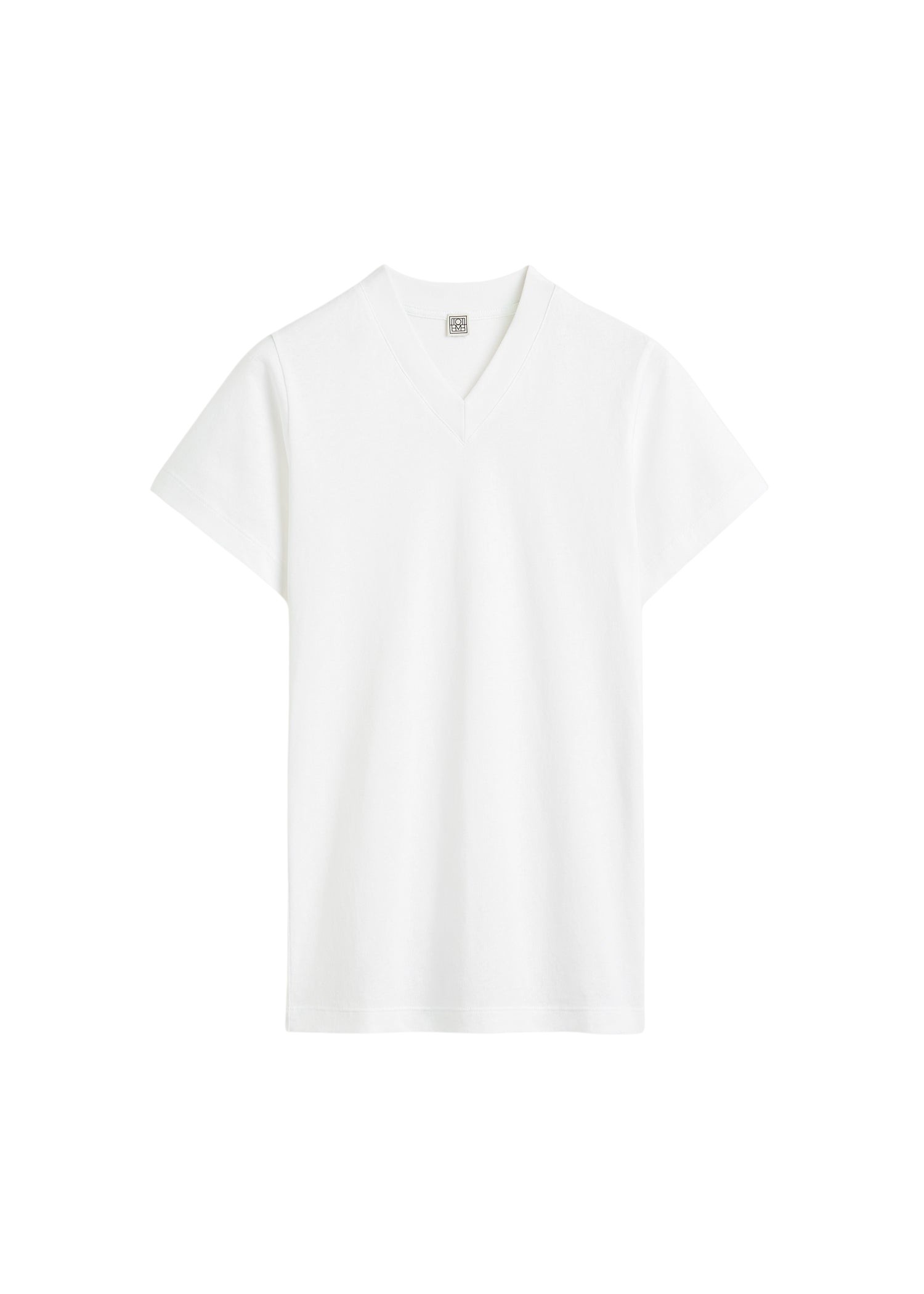 Totême Wide-ribbed v-neck tee in Optic white - Tops - Scandinavian Minimalist Luxury at Luxury Shoes 
