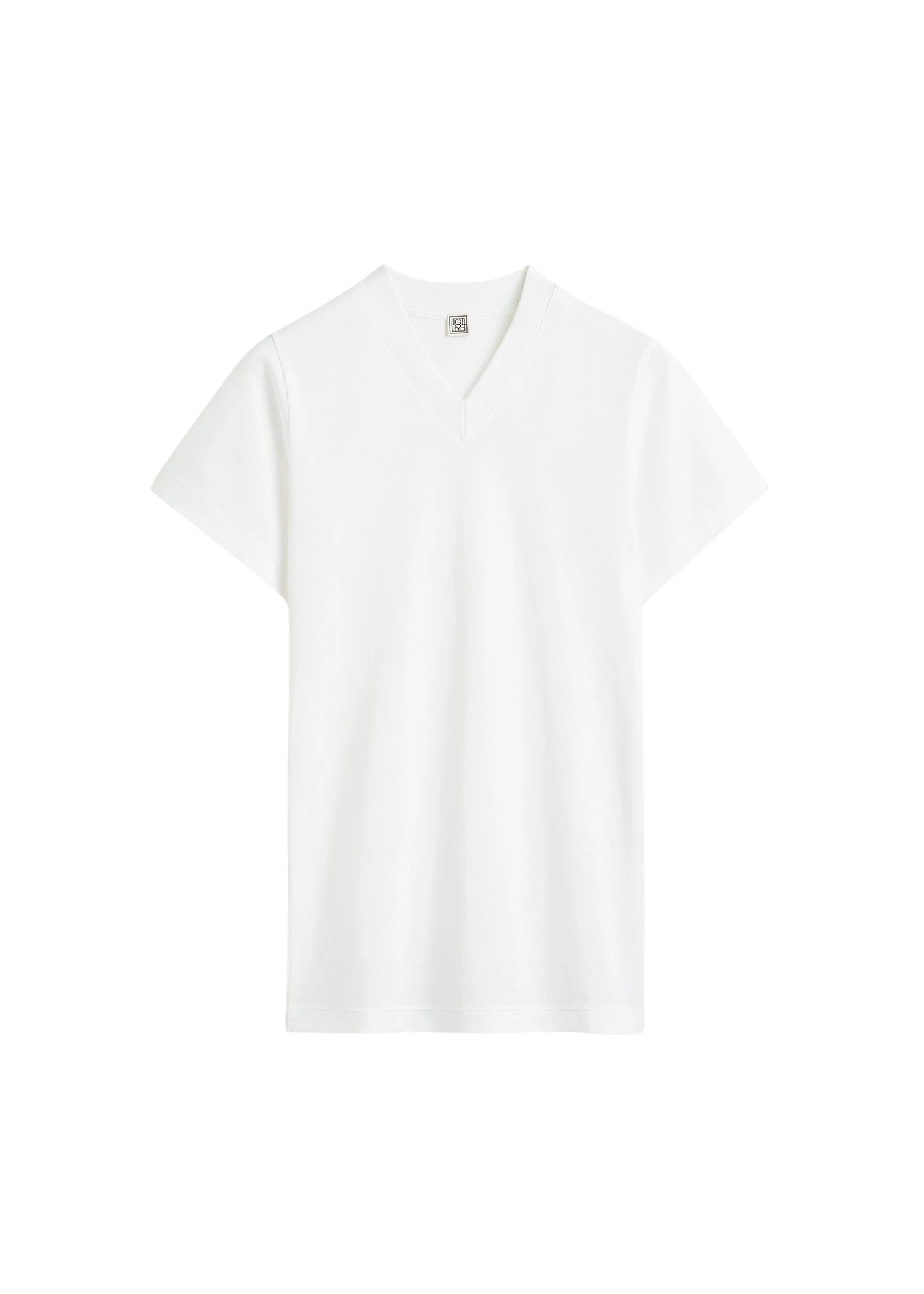 Toteme Wide-ribbed v-neck tee in Optic white Top