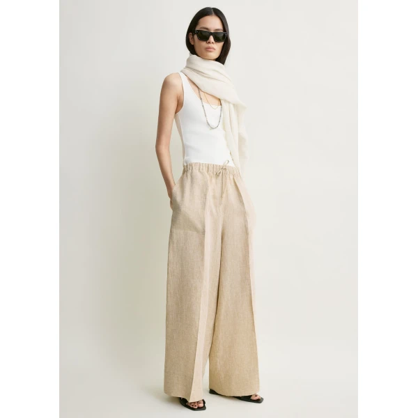 Toteme Wide summer trousers in Natural, view 2