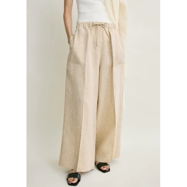 Toteme Wide summer trousers in Natural, view 5
