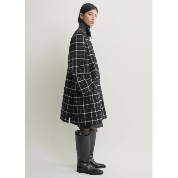 Toteme Windowpane country coat in Black / White, view 3
