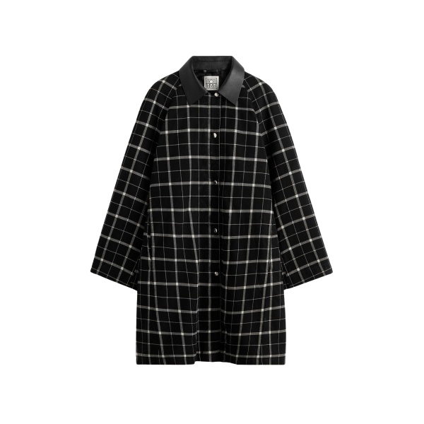 Totême Windowpane country coat in Black / White - Coats - Scandinavian Minimalist Luxury at Luxury Shoes 