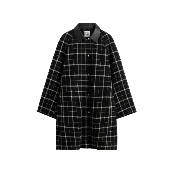 Totême Windowpane country coat in Black / White - Coats - Scandinavian Minimalist Luxury at Luxury Shoes 