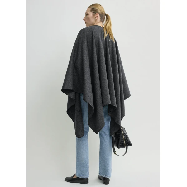 Toteme Winter flannel cape charcoal in Charcoal melange, view 3