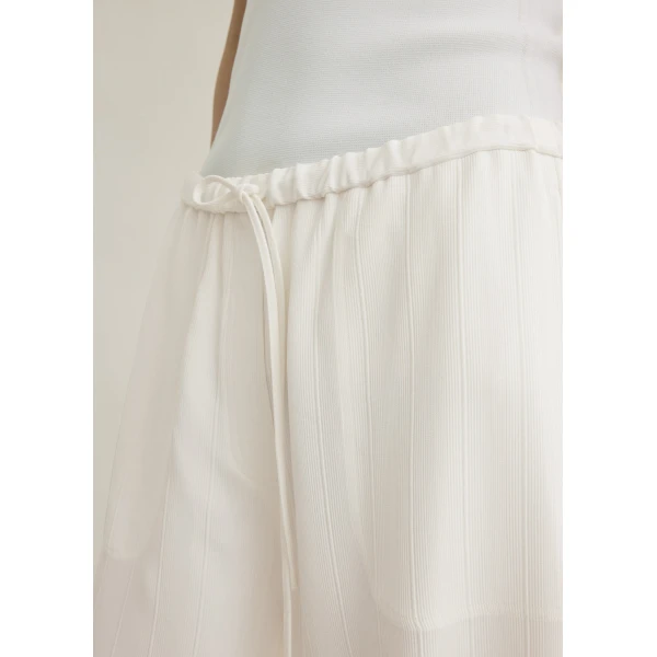 Toteme Woven stripe drawstring trousers in Meringue, view 5