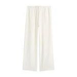 Toteme Woven stripe drawstring trousers in Meringue