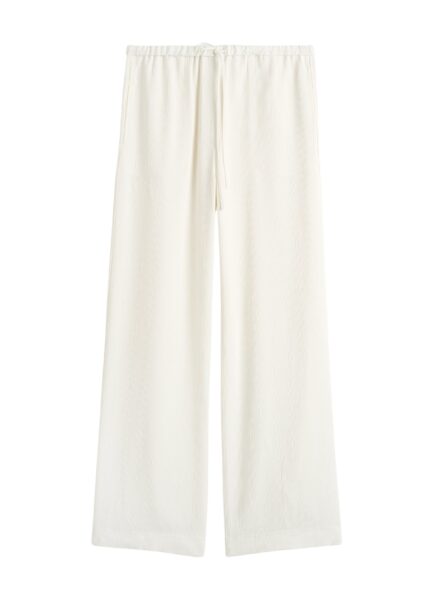 Totême Woven stripe drawstring trousers in Meringue - Pants - Scandinavian Minimalist Luxury at Luxury Shoes 
