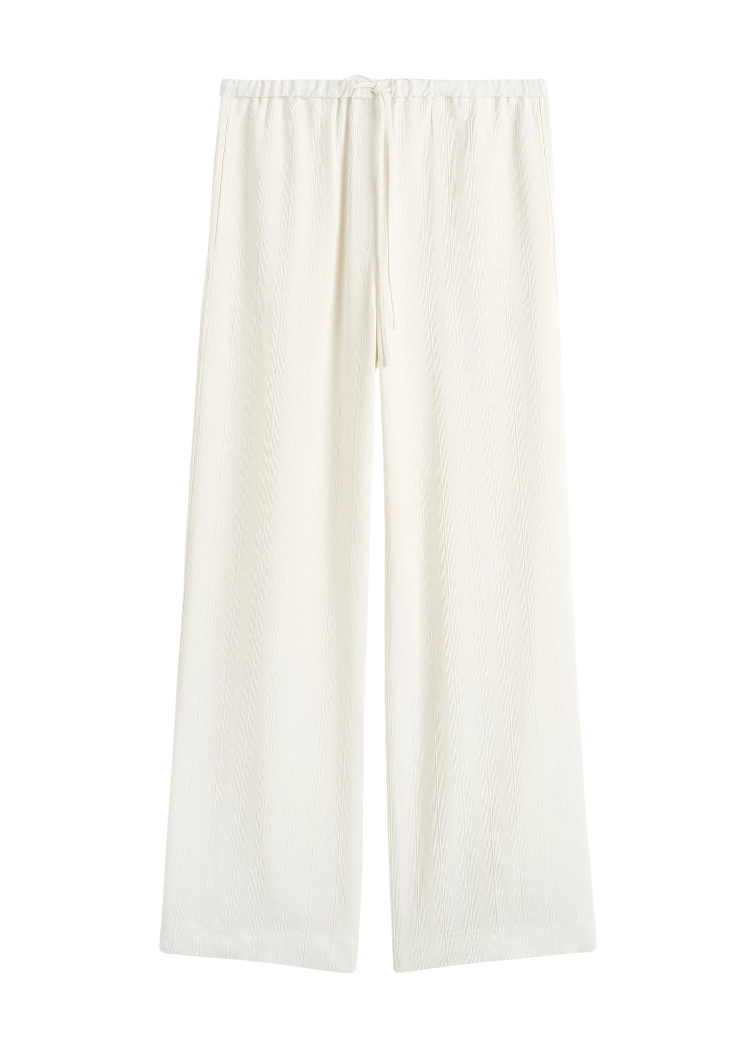 Toteme Woven stripe drawstring trousers in Meringue