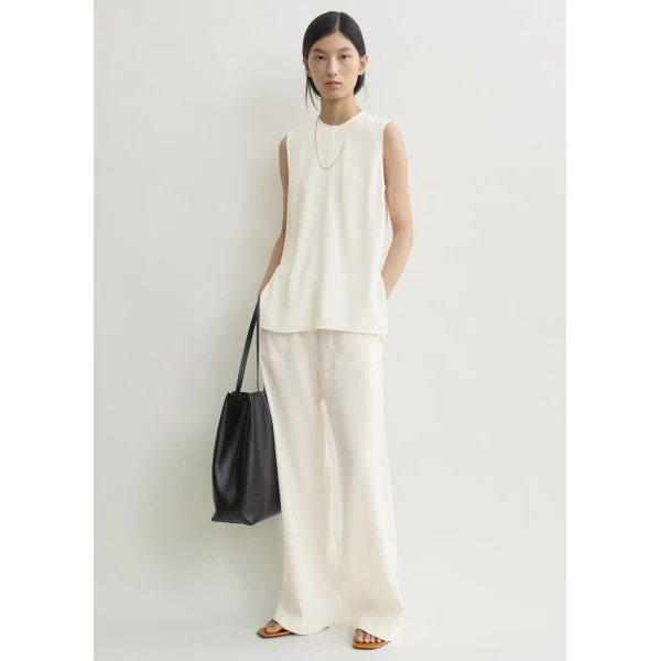 Toteme Woven stripe top in Meringue, view 2