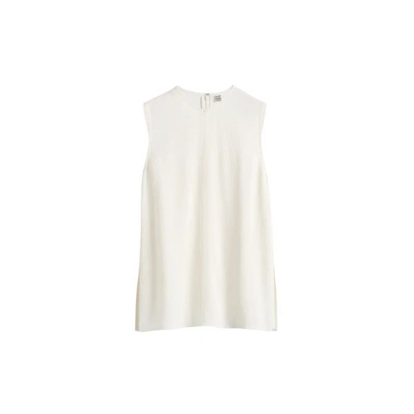 Totême Woven stripe top in Meringue - Tops - Scandinavian Minimalist Luxury at Luxury Shoes 