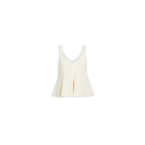 Alaïa Waffle Godets Tank Top - ALAÏA Tops - Laser Cut Luxury - Shop at Luxury Shoes 