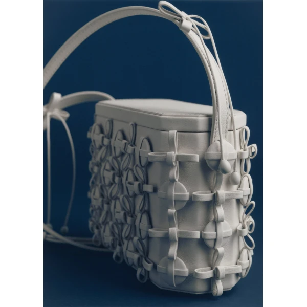 Polene Button Bow Box in Porcelain Bag, view 5