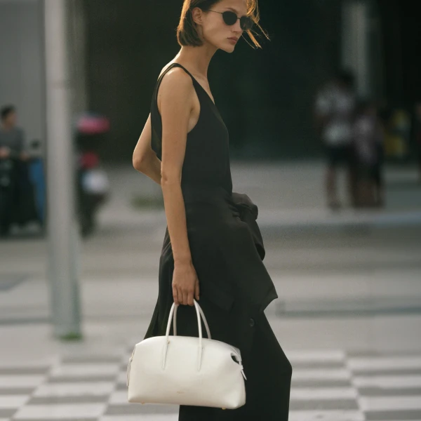 Demellier The Midi Stockholm in Chalk Tote Bag, view 2